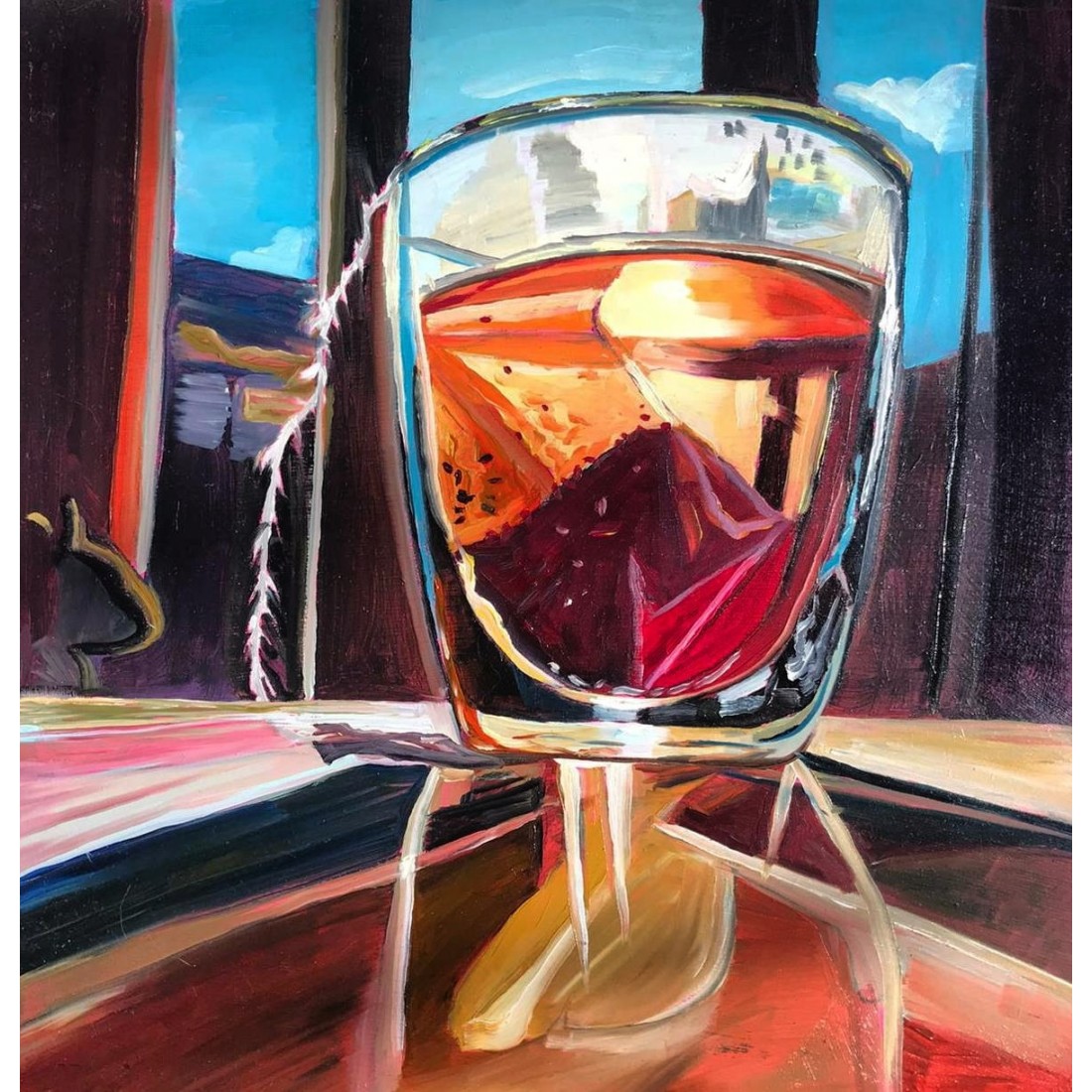 Nida Fatima Syed, Ek Cup Chai, 11.5 x 12 inch, Oil on Board, Still life